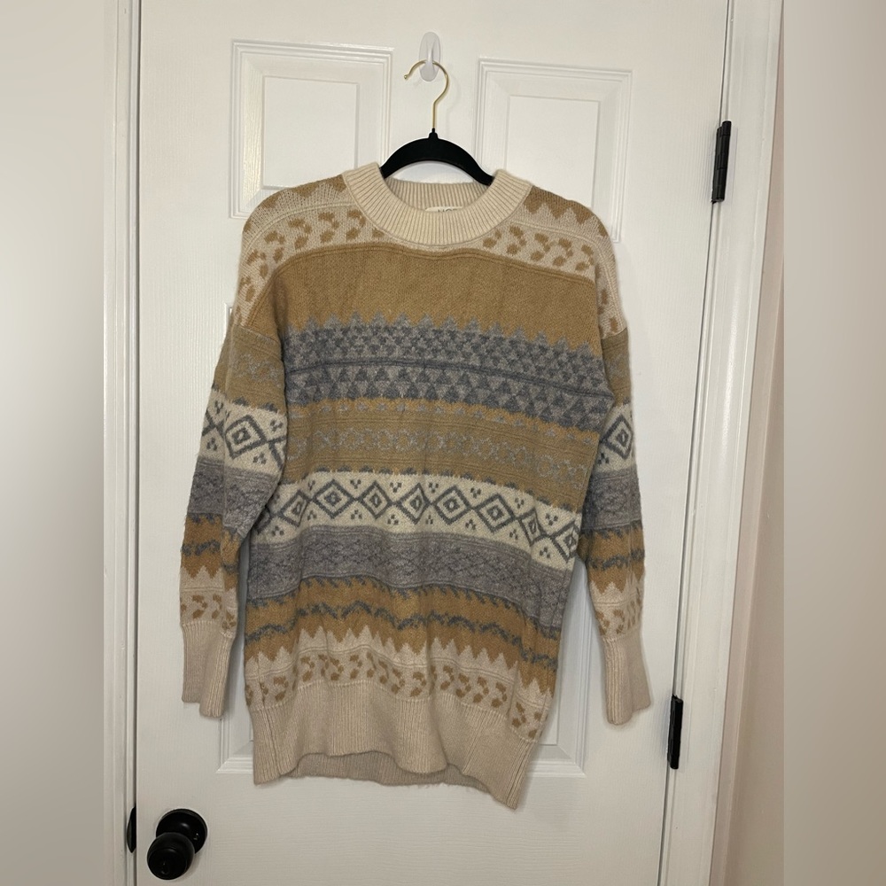 Mod On Trend Neutral Colored Pattern Sweater - image 4